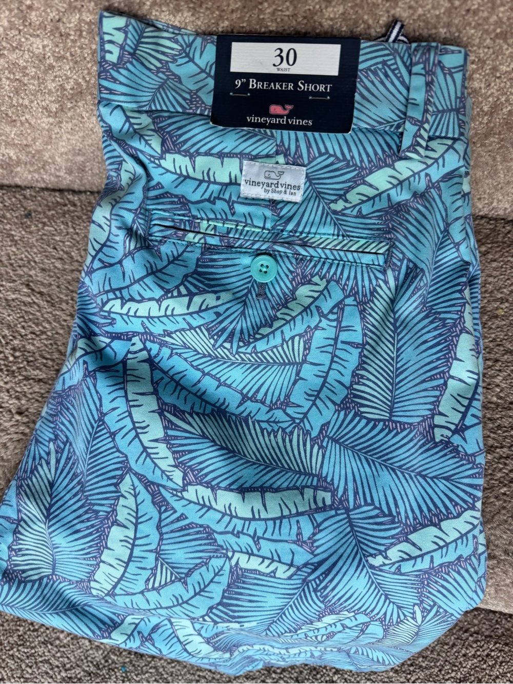 Vineyard Vines Men’s Teal & Navy Palm Breaker Shorts